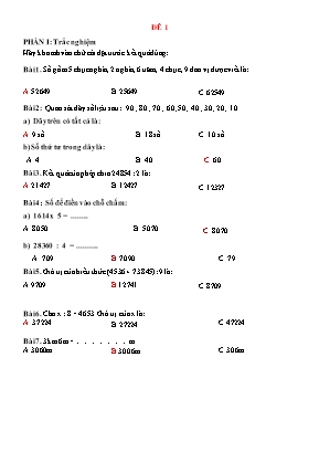 Kiểm tra cuối năm môn Toán Lớp 3